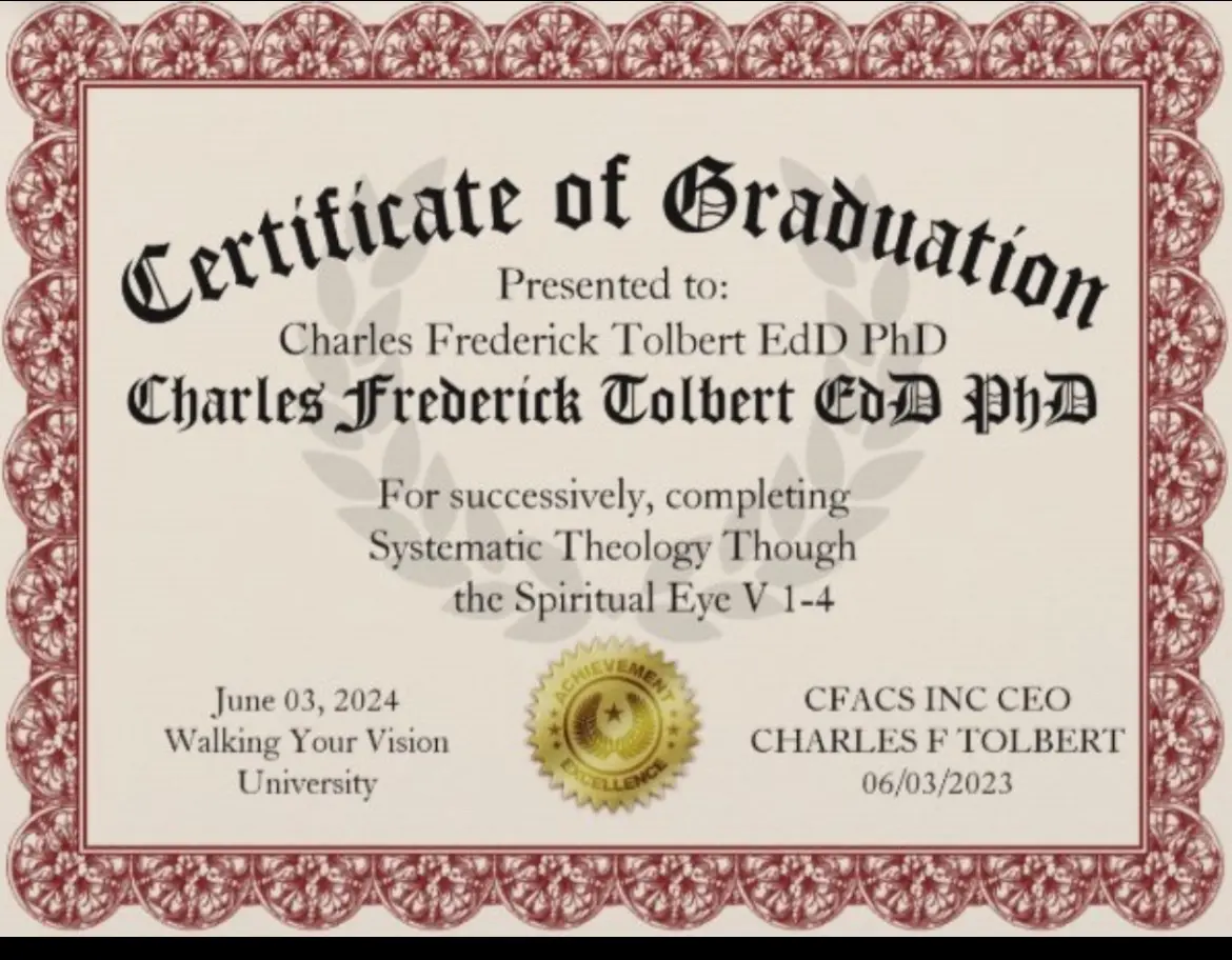 A certificate of graduation for charles frederick tolbert