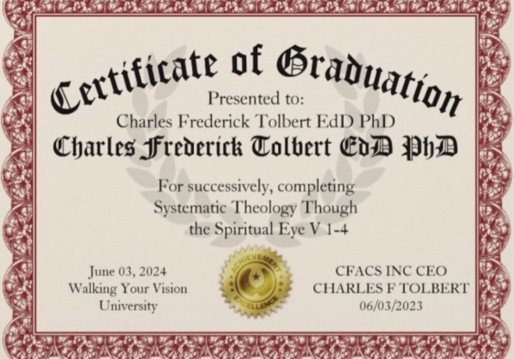 A certificate of graduation for charles frederick tolbert