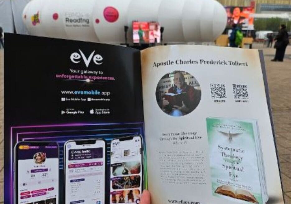 Eve app brochure and author book.